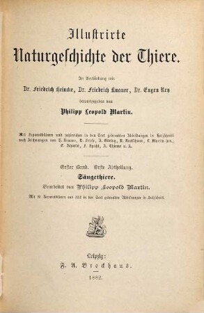 Illustrirte Naturgeschichte der Thiere, 1,1. Säugethiere