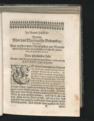 Vorrede über das Theologische Bedencken