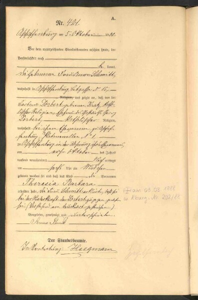 Standesamtsbuch der Stadt Aschaffenburg: Geburten 365/1900 - 184/1901