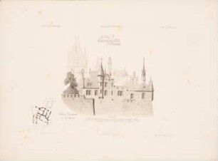 Burg Cochem: Lageplan, Ansicht (aus: Architektonisches Skizzenbuch, H. 129/6, 1874)