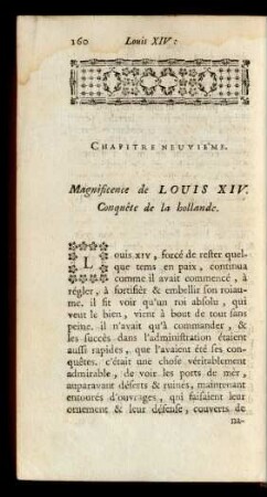 Chapitre Neuviéme. Magnificence de Louis XIV. Conquête de la hollande