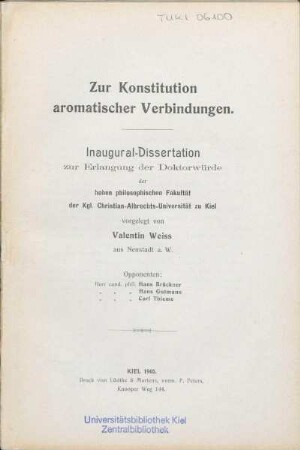 Zur Konstitution aromatischer Verbindungen