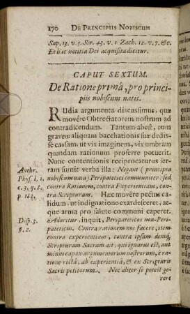 Caput Sextum. De Ratione prima, pro principiis nobiscum natis.