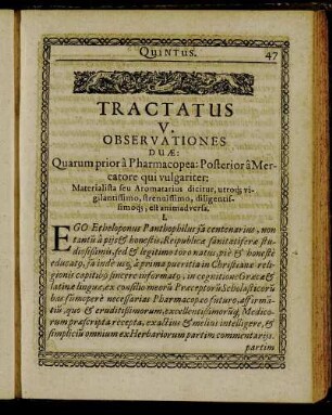 Tractatus V. Observationes Duae