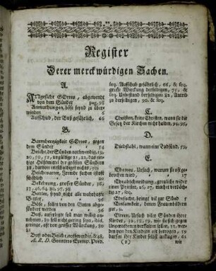 Register Derer merckwürdigen Sachen
