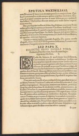 Leo Papa X. Dilecto Filio Nobili Viro, Friderico, Duci Saxoniae ... S.