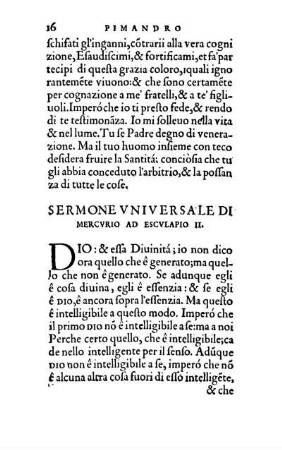 Sermone Vniversale Di Mercvrio Ad Escvlapio Il.