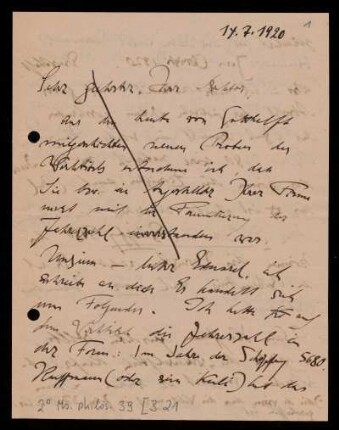 Brief von Franz Rosenzweig an Eduard Strauss