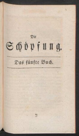 Die Schöpfung. Das fünfte Buch.
