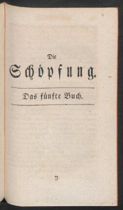 Die Schöpfung. Das fünfte Buch.