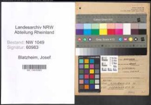 Entnazifizierung Josef Blatzheim , geb. 18.10.1900 (Werkmeister)
