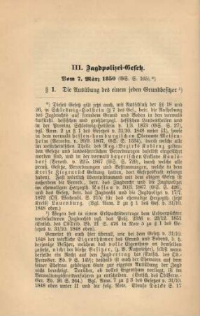 III. Jagdpolizei-Gesetz. Vom 7. März 1850.