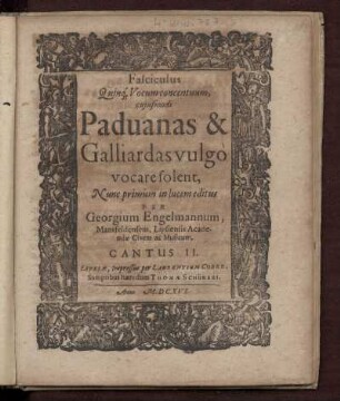Georg Engelmann: Fasciculus quinque vocum concentuum. Cantus II