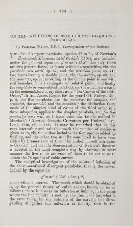 On the inflexions of the cubical divergent parabolas.