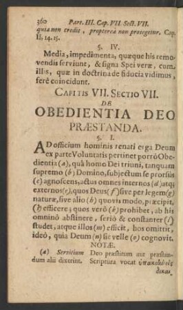 [...] Sectio VII. De Obedientia Deo Praestanda.