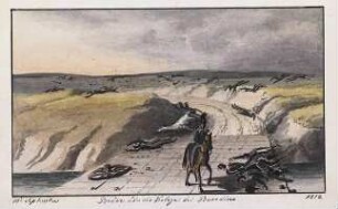 'Brücke über die Kologa bei Borodino' Aquarell; Rückseitenvermerk: 'nach Faber'