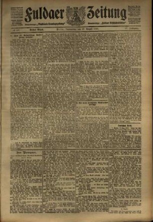 Erste Ausgabe vom Donnerstag, den 18. August 1910.