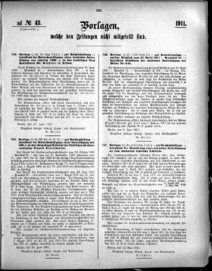 Anlage: ad No.43 (754-761.), Vorlagen, welche den Zeitungen nicht mitgeteilt sind
