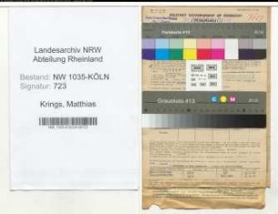 Entnazifizierung Matthias Krings , geb. 06.01.1904 (Schlosser)