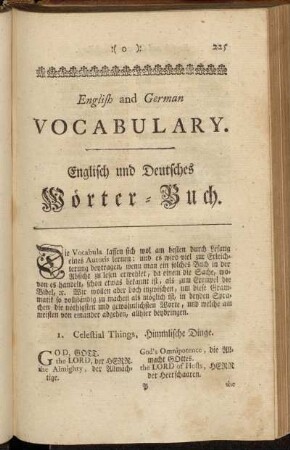 English and German Vocabulary. = Englisch und Deutsches Wörterbuch.