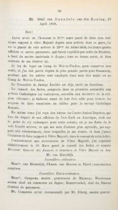 25. Brief van Daendels aan den Koning, 27 April 1808