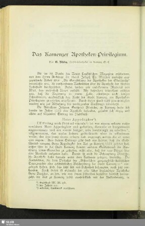 Das Kamenzer Apotheken-Privilegium
