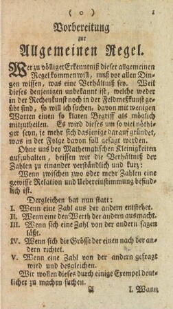 Vorbereitung zur Allgemeinen Regel