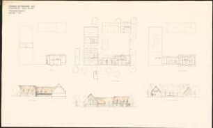 Ostdeutsches Forstamt Schinkelwettbewerb 1944: Forstsekretär-Gehöft. Grundrisse, Ansichten 1:200