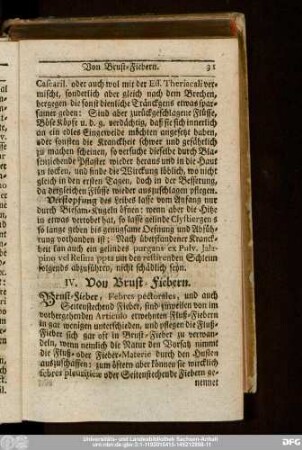 IV. Von Brust-Fiebern.