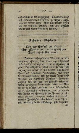 Zehnter Abschnitt. Von den Einfluß der electrischen Materie und der magnetischen Kraft auf die Körperwelt.