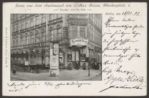 Ansichtskarte "Gruss aus dem Restaurant von Arthur Briese", Blücherplatz 3