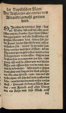 Wie Aristoteles als ein ros ... geritten wird.