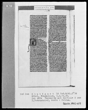 Bibel — Initiale S (ymon Petrus), darin Petrus, Folio 467verso