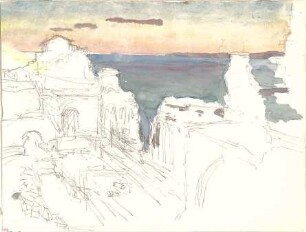 Wach, Hugo; Italien; Reisezeichnungen - Gebäude in Taormina (Studie)
