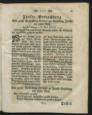 Fünfte Betrachtung Eine grosse Verheissung GOttes zur Stärkung Jacobs auf seiner Reise