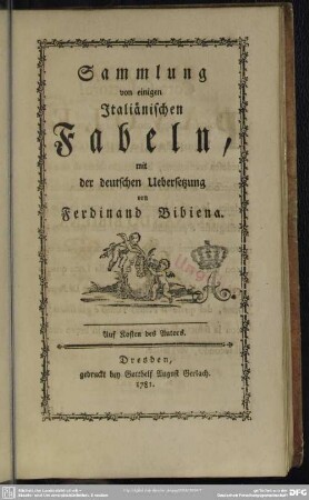 Sammlung von einigen Italiänischen Fabeln : mit der deutschen Uebersetzung