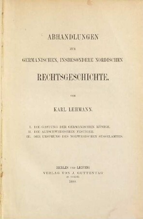 Abhandlungen zur germanischen, insbesondere nordischen Rechtsgeschichte