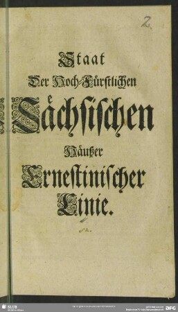 Staat Der Hoch-Fürstlichen Sächsischen Häußer Ernestinischer Linie