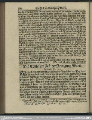 Die Epistel am Fest der Reinigung Mariä. Malach. III, 1-5