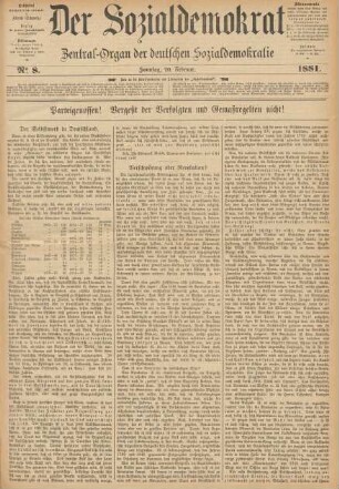No 8. Sonntag, 20. Februar. 1881.