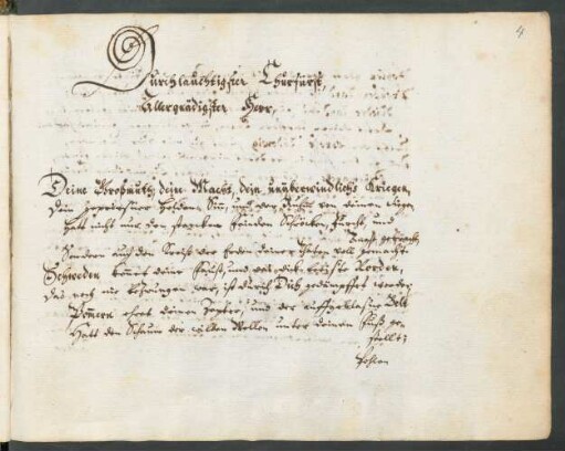Widmung an Kurfürst Friedrich WIlhelm von Brandenburg