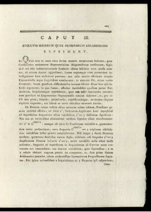 Caput III. Evolutio Serierum Quae Numerorum Logarithmus Exprimunt.