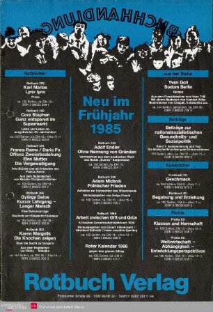 Programmvorschau Rotbuch Frühjahr 1985