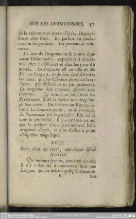 XVIII. Boire dans un verre, aus einem Glase trincken