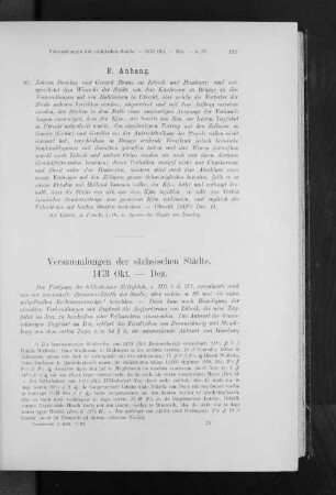 Versammlungen der sächsischen Städte. 1473 Okt. - Dez.