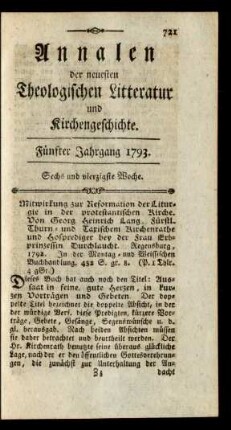 Sechs und vierzigste Woche