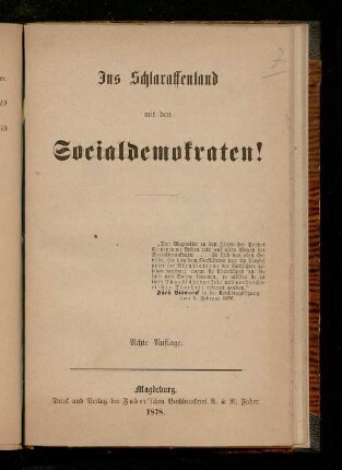 Ins Schlaraffenland mit den Socialdemokraten!