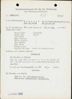 Metzger, Christine
