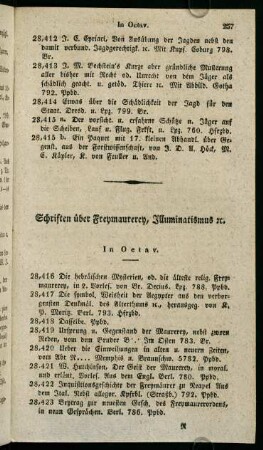 Schriften über Freymaurerey, Illuminatismus &c.