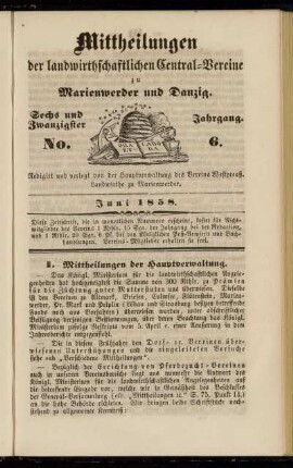 Sechs und Zwanzigster Jahrgang. No. 6. Juni 1858.